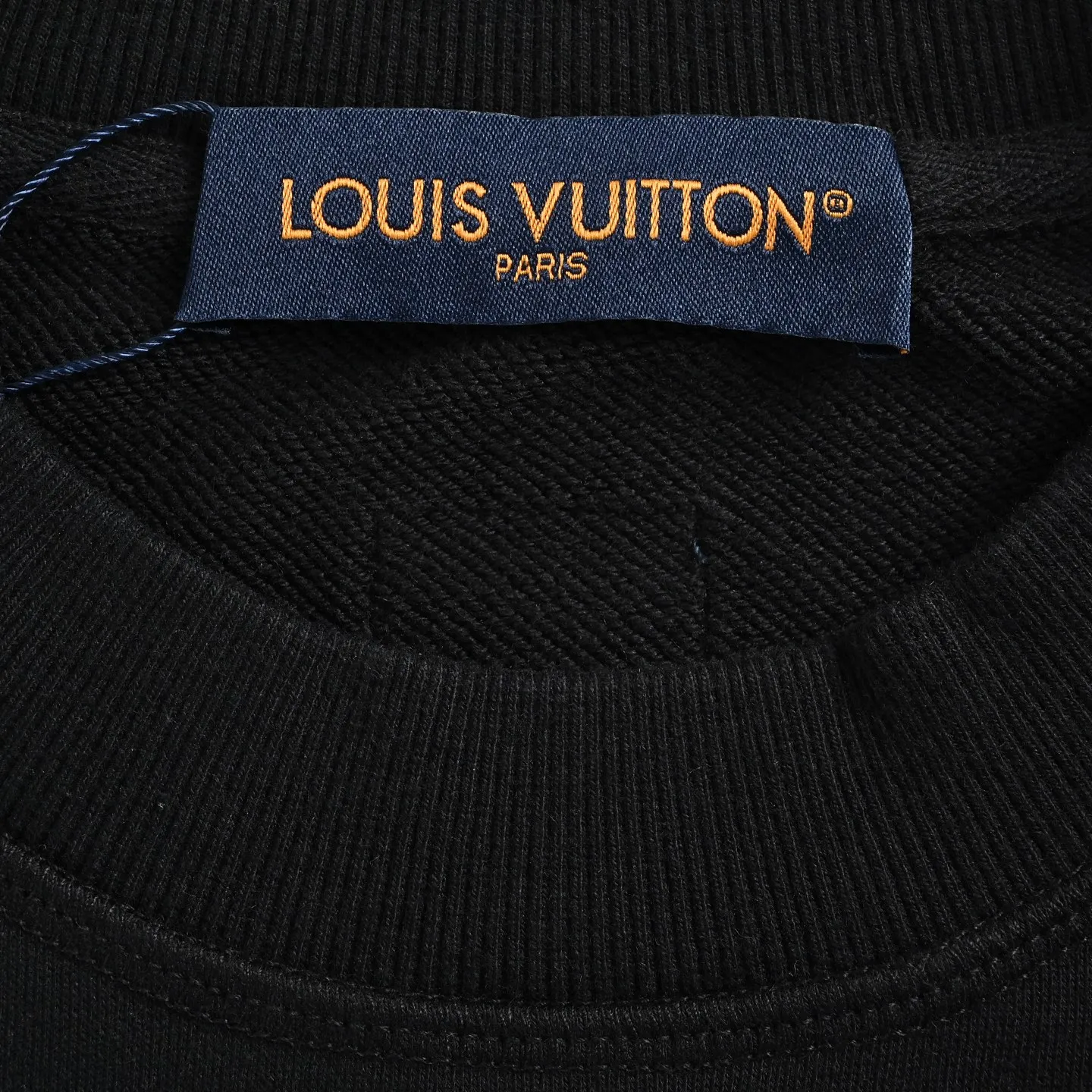 Louis Vuitton/Louis Vuitton denim patch letter embroidered crew neck sweatshirt